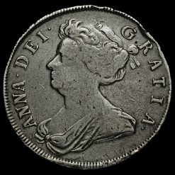 1707 Queen Anne Early Milled Silver Half Crown Obverse
