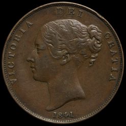1841 Queen Victoria Young Head Copper Penny Obverse