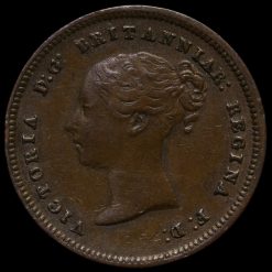 1844 Queen Victoria Young Head Half Farthing Obverse
