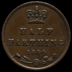 1844 Queen Victoria Young Head Half Farthing Reverse