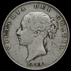 1848 Queen Victoria Young Head Silver Half Crown Obverse