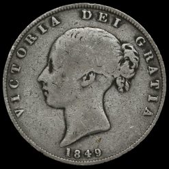 1849 Queen Victoria Young Head Silver Half Crown Obverse
