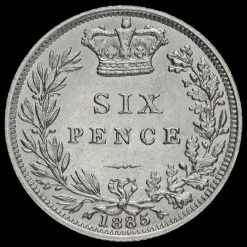 1885 Queen Victoria Young Head Silver Sixpence Reverse