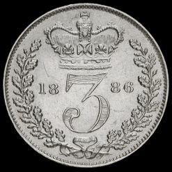1886 Queen Victoria Young Head Silver Threepence Reverse