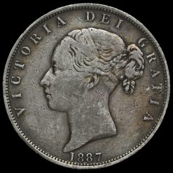 1887 Queen Victoria Young Head Silver Half Crown Obverse