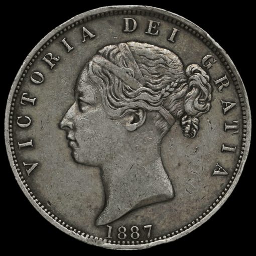 1887 Queen Victoria Young Head Silver Half Crown Obverse