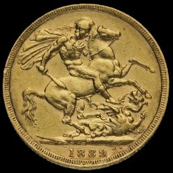 1889 Queen Victoria Jubilee Head Gold Full Sovereign Reverse