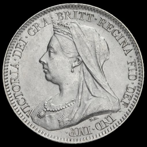 1893 Queen Victoria Veiled Head Silver Sixpence Obverse