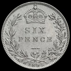 1893 Queen Victoria Veiled Head Silver Sixpence Reverse