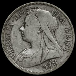 1899 Queen Victoria Veiled Head Silver Half Crown Obverse