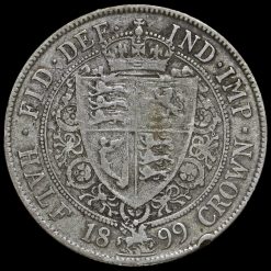 1899 Queen Victoria Veiled Head Silver Half Crown Reverse