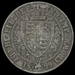 1899 Queen Victoria Veiled Head Silver Half Crown Reverse
