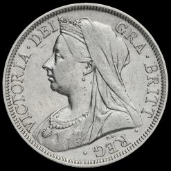1899 Queen Victoria Veiled Head Silver Half Crown Obverse