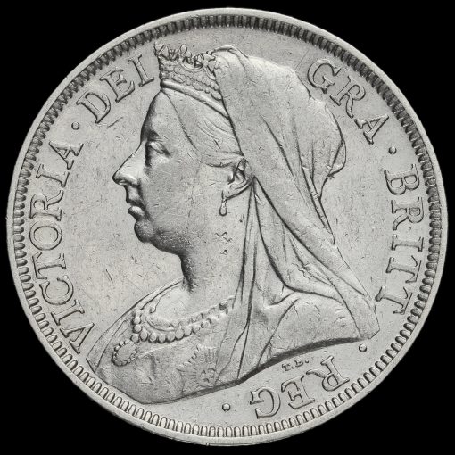 1899 Queen Victoria Veiled Head Silver Half Crown Obverse