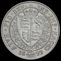 1899 Queen Victoria Veiled Head Silver Half Crown Reverse