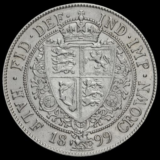 1899 Queen Victoria Veiled Head Silver Half Crown Reverse