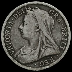 1900 Queen Victoria Veiled Head Silver Half Crown Obverse