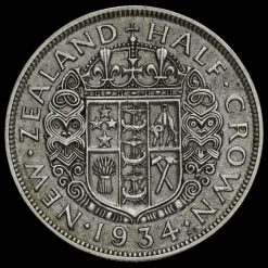 New Zealand 1934 George V Silver Half Crown Reverse