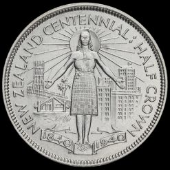 New Zealand 1940 George VI Silver Half Crown Reverse