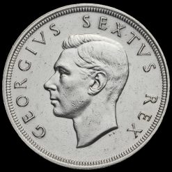 South Africa 1948 Silver 5 Shillings Coin, GVF+ Obverse
