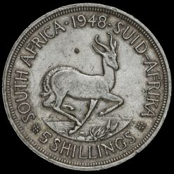 South Africa 1948 Silver 5 Shillings Coin Reverse