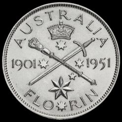 Australia 1951 George VI Silver Florin Reverse