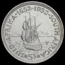 South Africa 1952 Silver 5 Shillings Coin Reverse