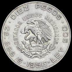 Mexico 1956 Silver 10 Pesos Coin Obverse