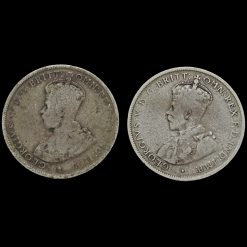 Australia 1913 & 1925 George V Silver Florin Coins Obverse