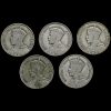 5 x New Zealand George V Silver Half Crowns Obverse