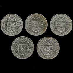 5 x New Zealand George V Silver Half Crowns Reverse