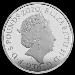 2020 Elizabeth II Bond, James Bond 2 Ounce Silver Proof £5 Coin Obverse