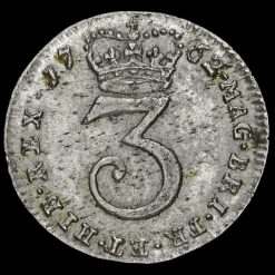 1762 George III Early Milled Silver Maundy Threepence Reverse