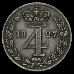 1827 George IV Milled Silver Maundy Fourpence Reverse
