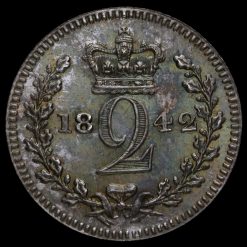 1842 Queen Victoria Young Head Silver Maundy Twopence Reverse