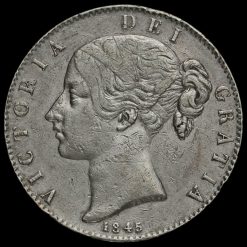 1845 Queen Victoria Young Head Silver Crown Obverse