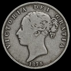 1875 Queen Victoria Young Head Silver Half Crown Obverse