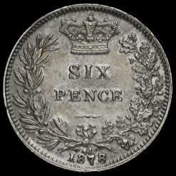 1878 Queen Victoria Young Head Silver Sixpence Reverse
