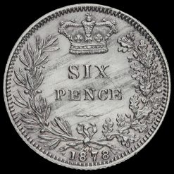 1878 Queen Victoria Young Head Silver Sixpence Reverse