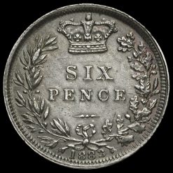 1883 Queen Victoria Young Head Silver Sixpence Reverse