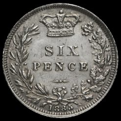 1885 Queen Victoria Young Head Silver Sixpence Reverse