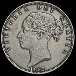 1885 Queen Victoria Young Head Silver Half Crown Obverse