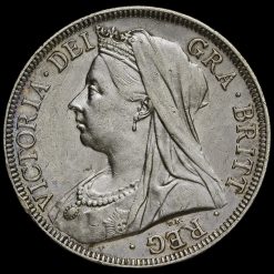 1899 Queen Victoria Veiled Head Silver Half Crown Obverse