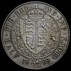 1899 Queen Victoria Veiled Head Silver Half Crown Reverse