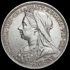 1900 Queen Victoria Veiled Head LXIII Silver Crown Obverse
