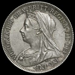1901 Queen Victoria Veiled Head Silver Sixpence Obverse
