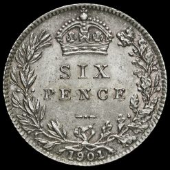 1901 Queen Victoria Veiled Head Silver Sixpence Reverse