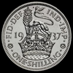 1937 George VI Silver Proof English Shilling Reverse