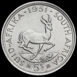 South Africa 1951 Silver 5 Shillings Coin Reverse