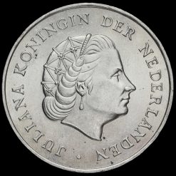 Netherlands 1964 Queen Juliana Silver 2 1/2 Gulden Obverse